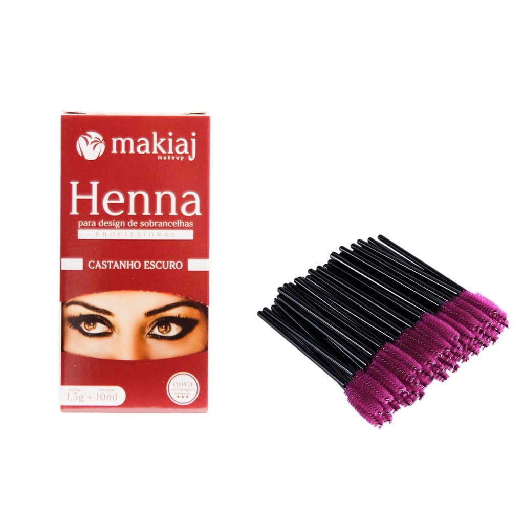 kit Escovinha descartável + Henna Makiaj Profissional para design de sobrancelhas