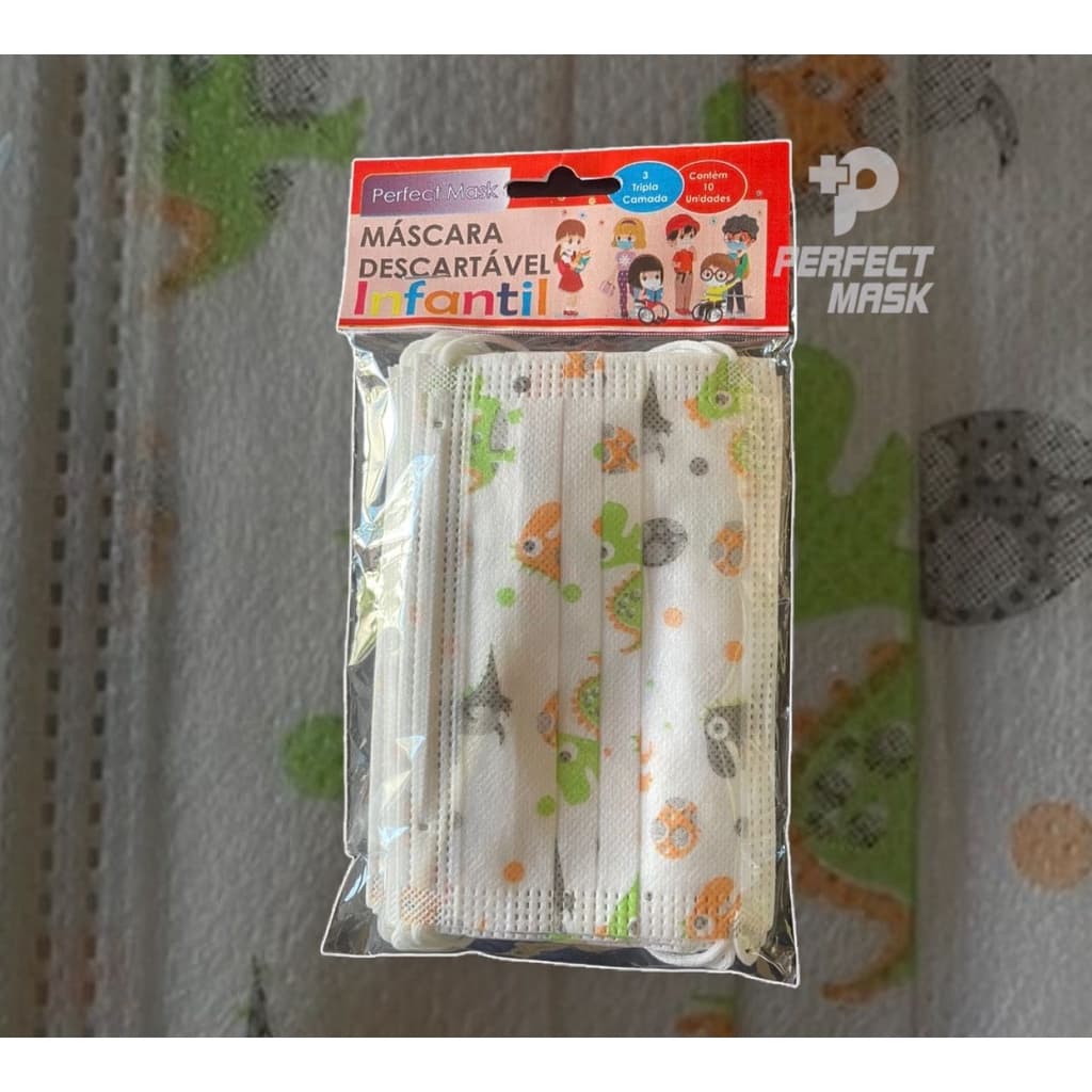 Kit 10 Máscara Infantil Feminino/Masculino Descartável De Proteção Facial Tripla