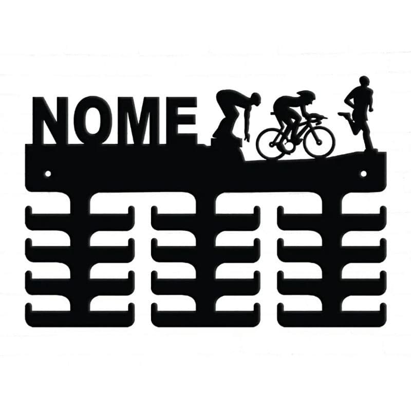 Porta Medalhas Triathlon com nome personalizado MDF