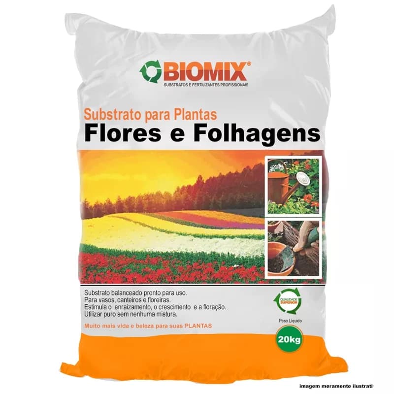 Substrato Biomix Terra Adubada Para Cultivo De Flores, Plantas, Cactos e Suculentas - 20 Kg