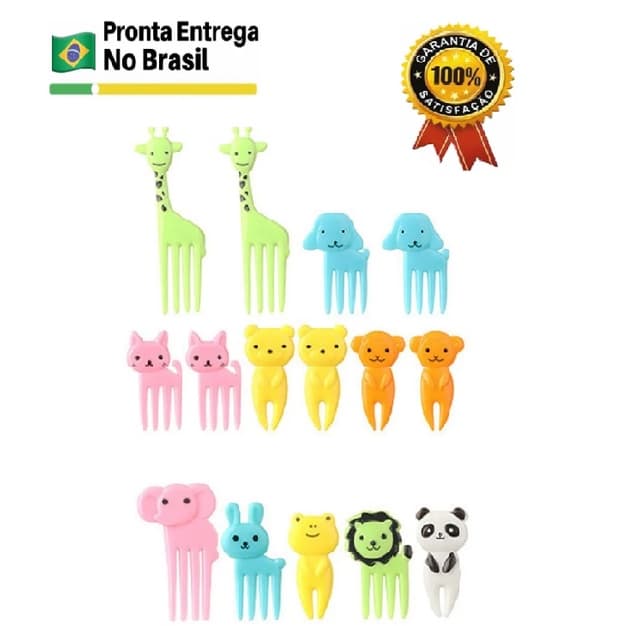 Jogo Garfinho Petisco Para Frutas Palitinho 10pçs Bpa Free