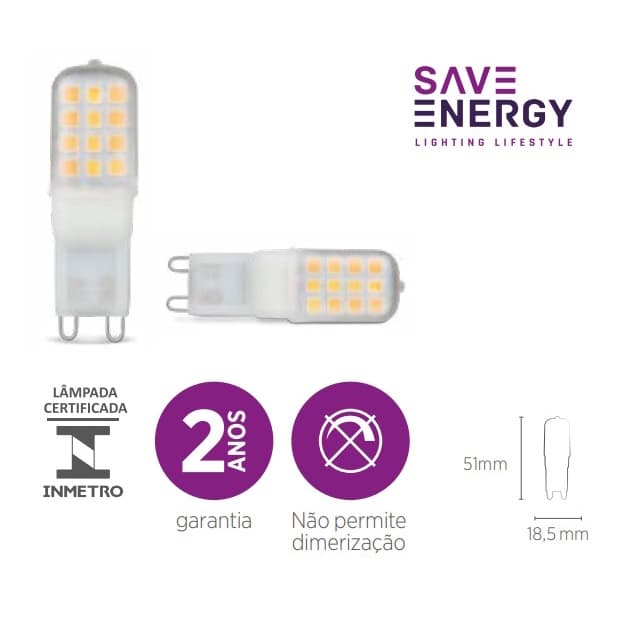 Lampada Led G9 2w - Save Energy 110/220v - 2 Anos De Garantia