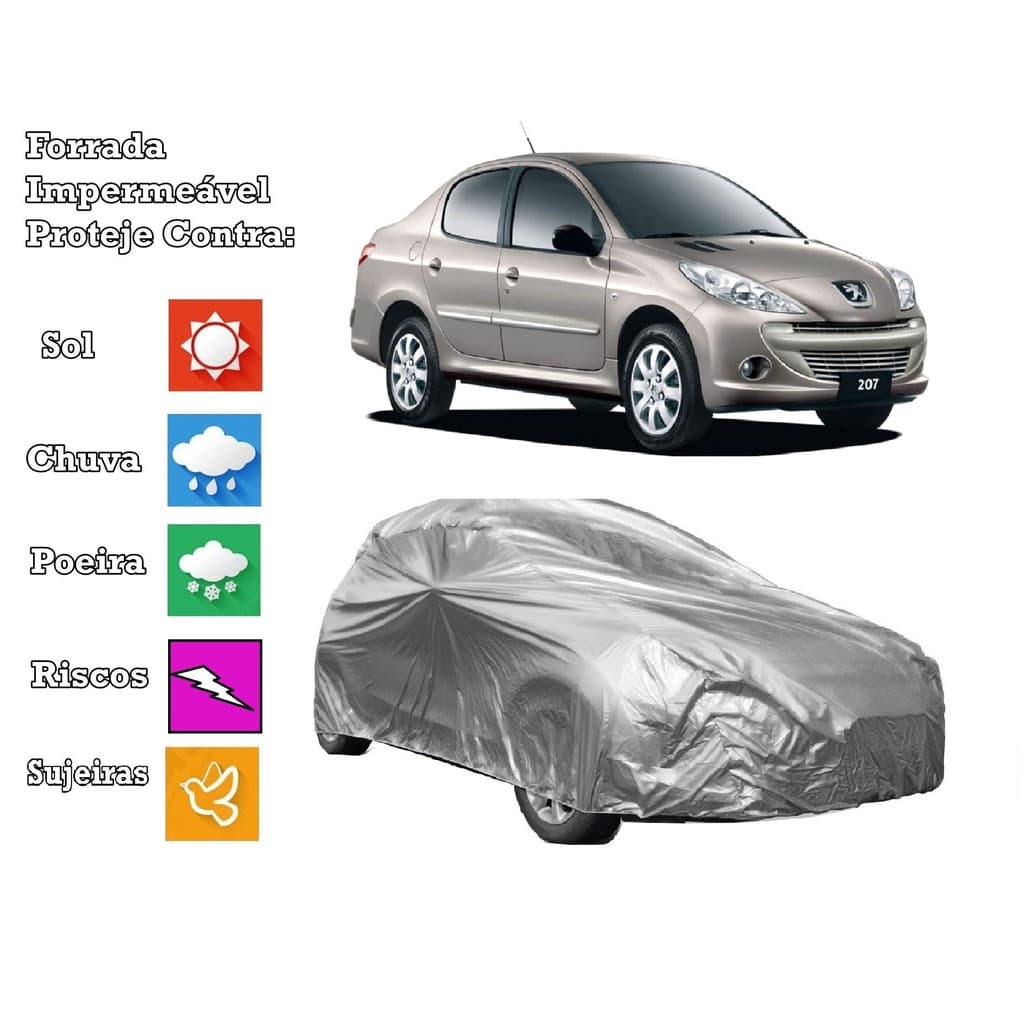 Capa Cobrir Carro Peugeot 207 Sedan Forrada e 100% Impermeável