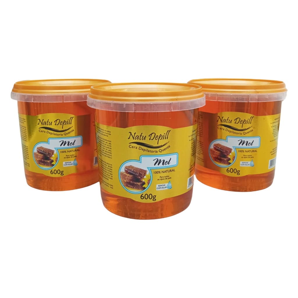 3 Cera Depilatória Quente Mel Remove C/ Agua Natu Depill 600g