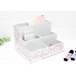 CAIXA ORGANIZADORA FLORAL ROSA PAPELOTE