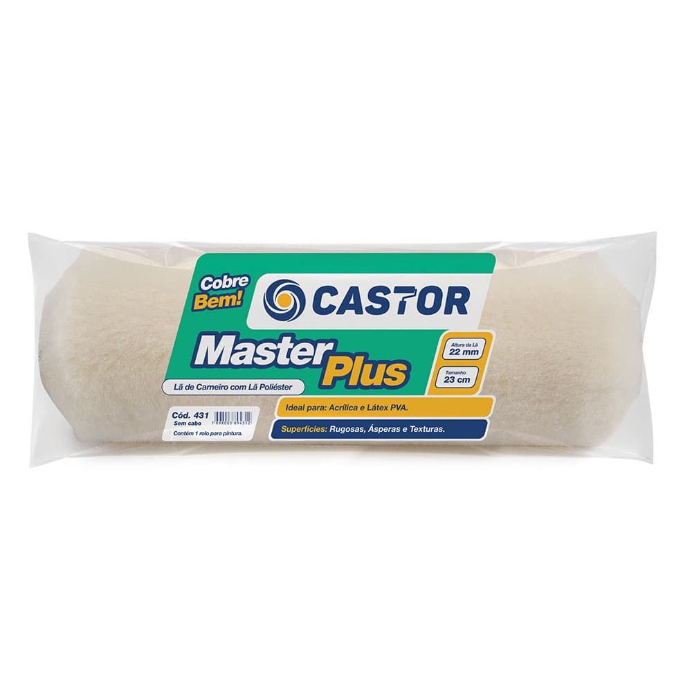 Rolo para Pintura Lã Master Plus 22MMx23CM s/cabo - Castor