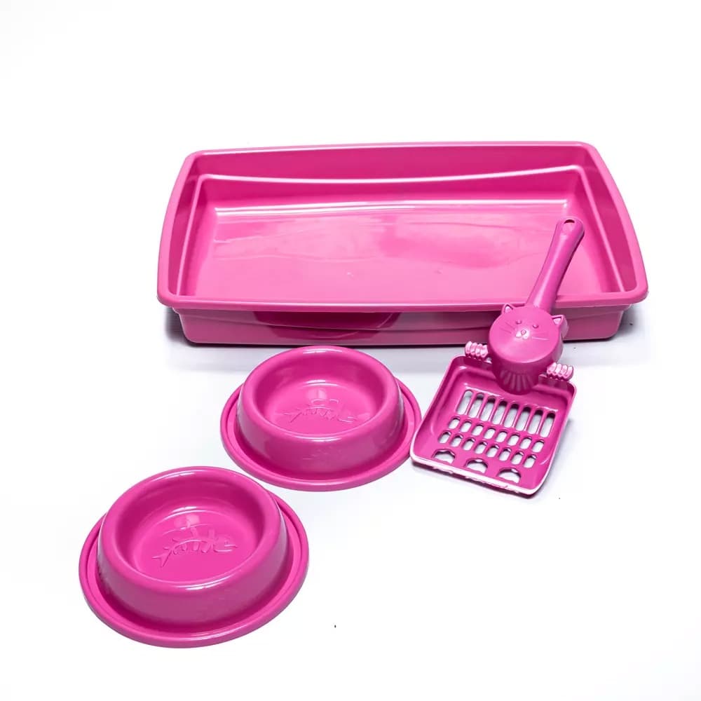 Caixa De Areia Para Gatos Comedouro Bebedouro E Pá De Areia