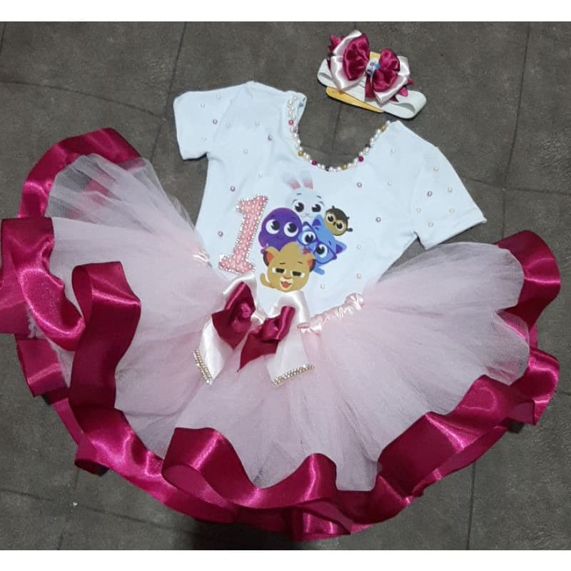 Conjunto festa menina bolofofos/ fantasia/tutu