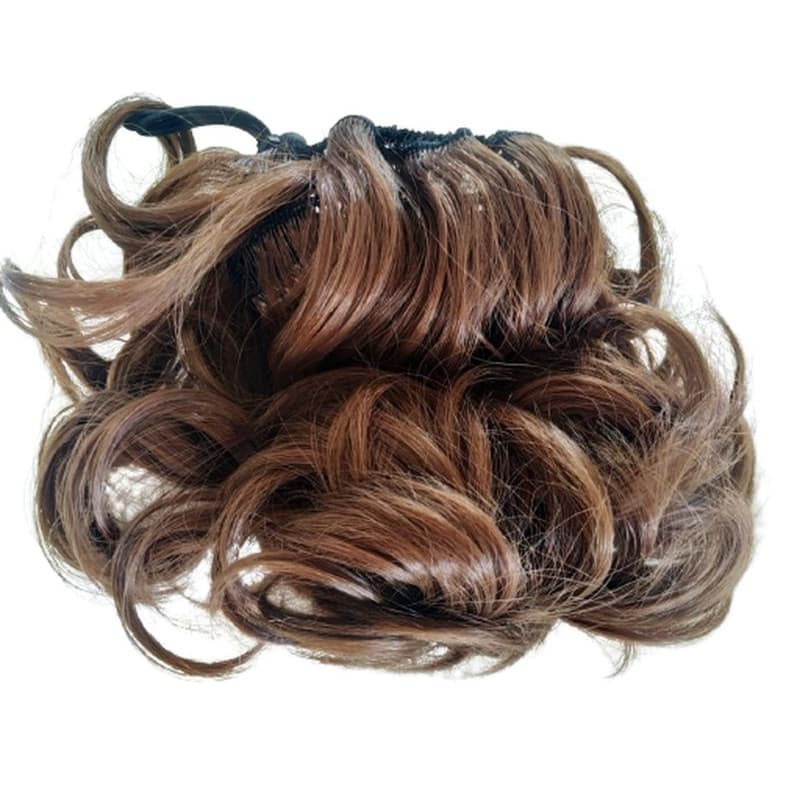 Cabelo Orgânico Coque Rabo Q6 liso Sintético