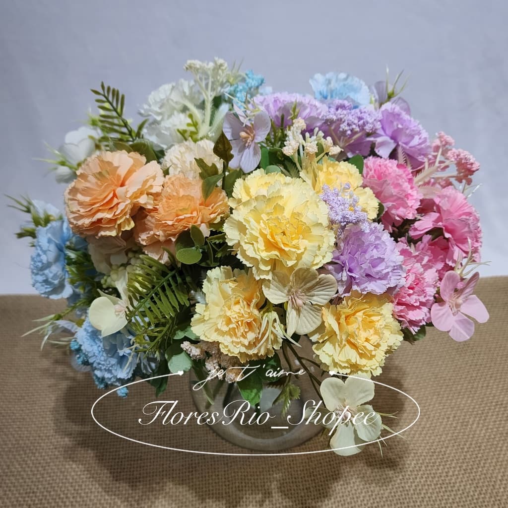 Cravo Rustica Buque com 5 Flor Artificial P/ Decoração Casamento, Arranjos, Decorar Festas e casa