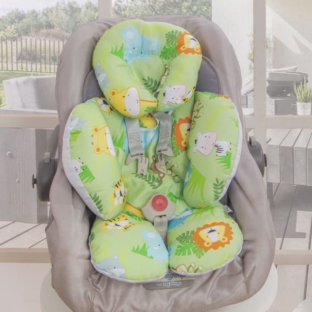 Apoio De Corpo Bebê Conforto 2 Peças Estampa Menino Almofada Redutor Carrinho Cadeirinha Recém Nascido Macio Enxoval Azu
