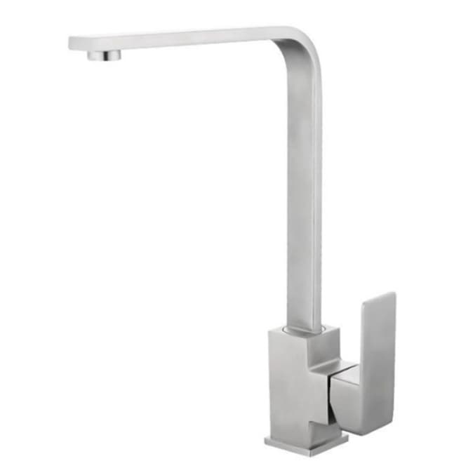 Torneira Para Pia de Cozinha Gourmet Luxo Inox Aço Escovado Bancada Monocomando Quadrada
