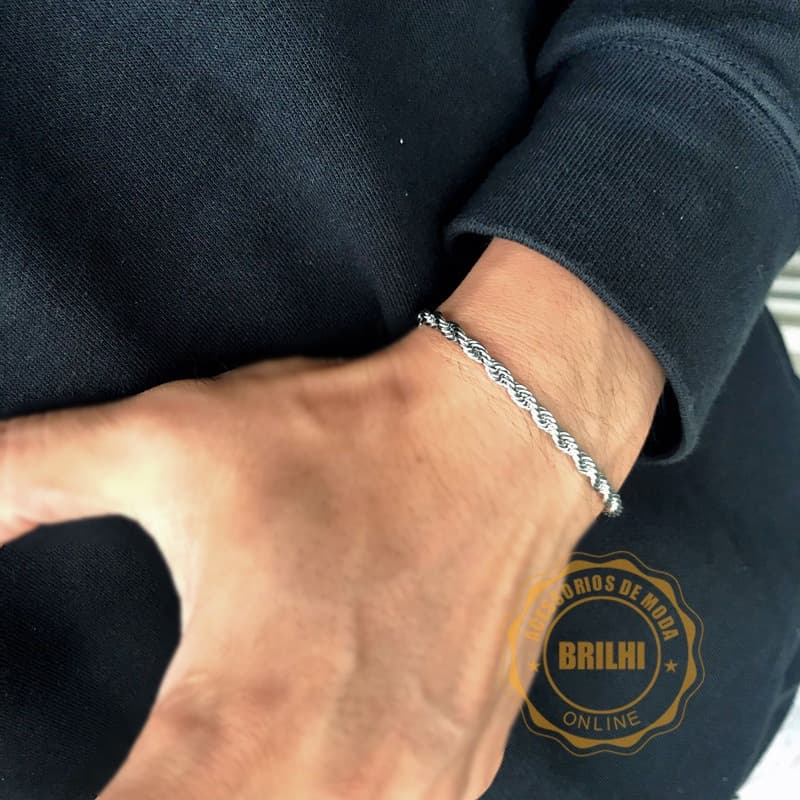 Pulseira antialérgica de aço inoxidável baiana masculina de 21cm*3 mm