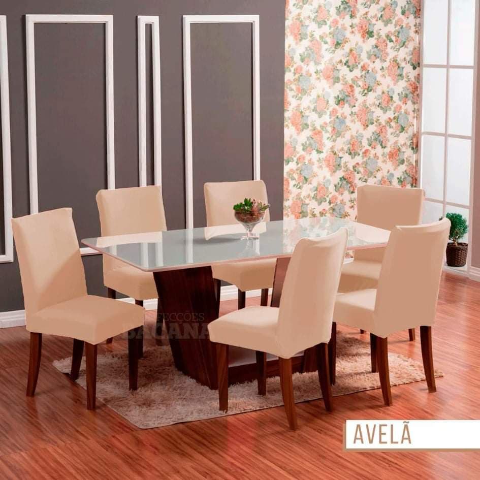 MEGA PROMOÇÃO KIT COM 06 CAPAS DE CADEIRAS PARA SALA DE JANTAR - AVELÃ ENVIO IMEDIATO