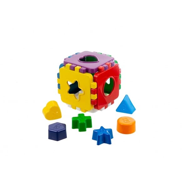 Cubo Didático Educativo Infantil Baby Educativo Blocos de Montar / Peças Encaixar Primeira Infância / Brinquedo para Bebê de Montar e Encaixar - 6 Peças Formas Geométricas e Números 10cmx10cm a partir de 12 meses