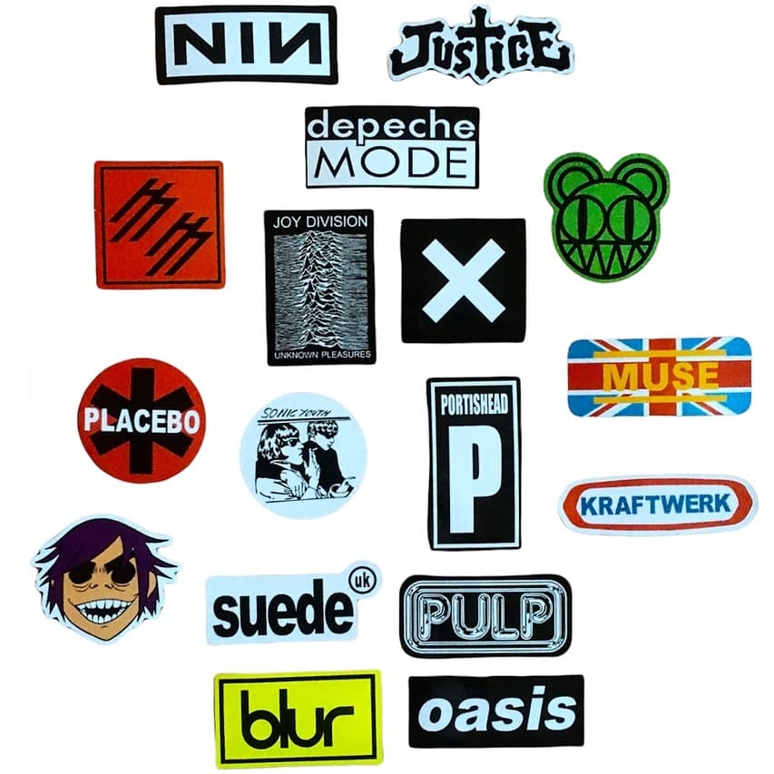 17 Adesivos Premium Bandas Indie Rock Alternativo Decoração Joy Division Portishead Sonic Youth Radiohead Oasis Muse