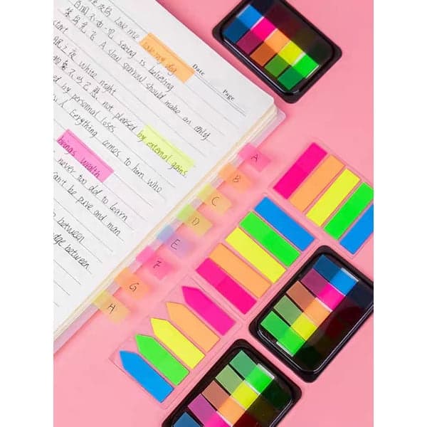 100 Folhas Marcador de Página Flag Plástico 5 cores Neon Adesivo AutoAdesivos Promocao