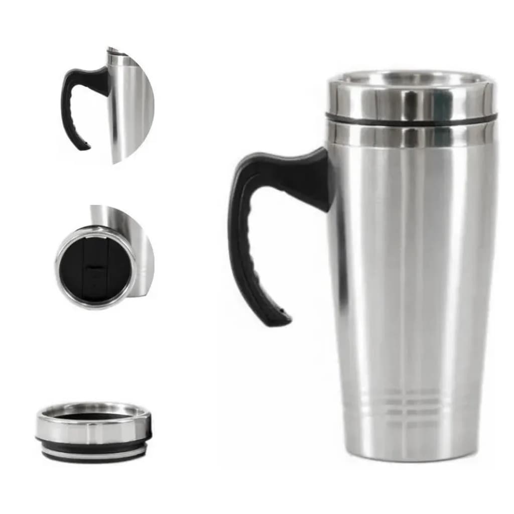 Garrafa Copo Inox 450ml Alça Plástico Tampa Cerveja Suco Café