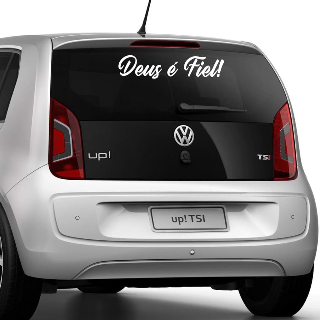 Adesivo Frase para Carro Deus é Fiel 58x13 cm Cristão Católico