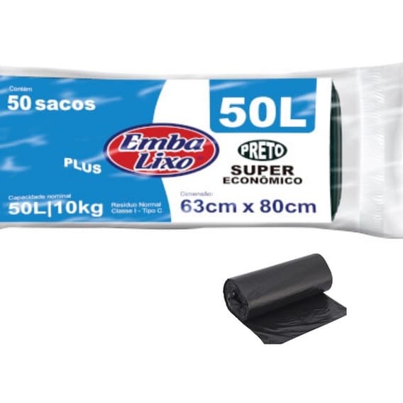 Saco De Lixo Embalixo 50 Litros 50 Unidades