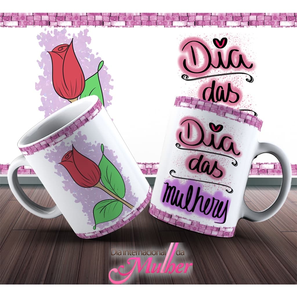 Dia das Mulheres II - Caneca de Porcelana + Caixa Personalizada com a mesma Arte