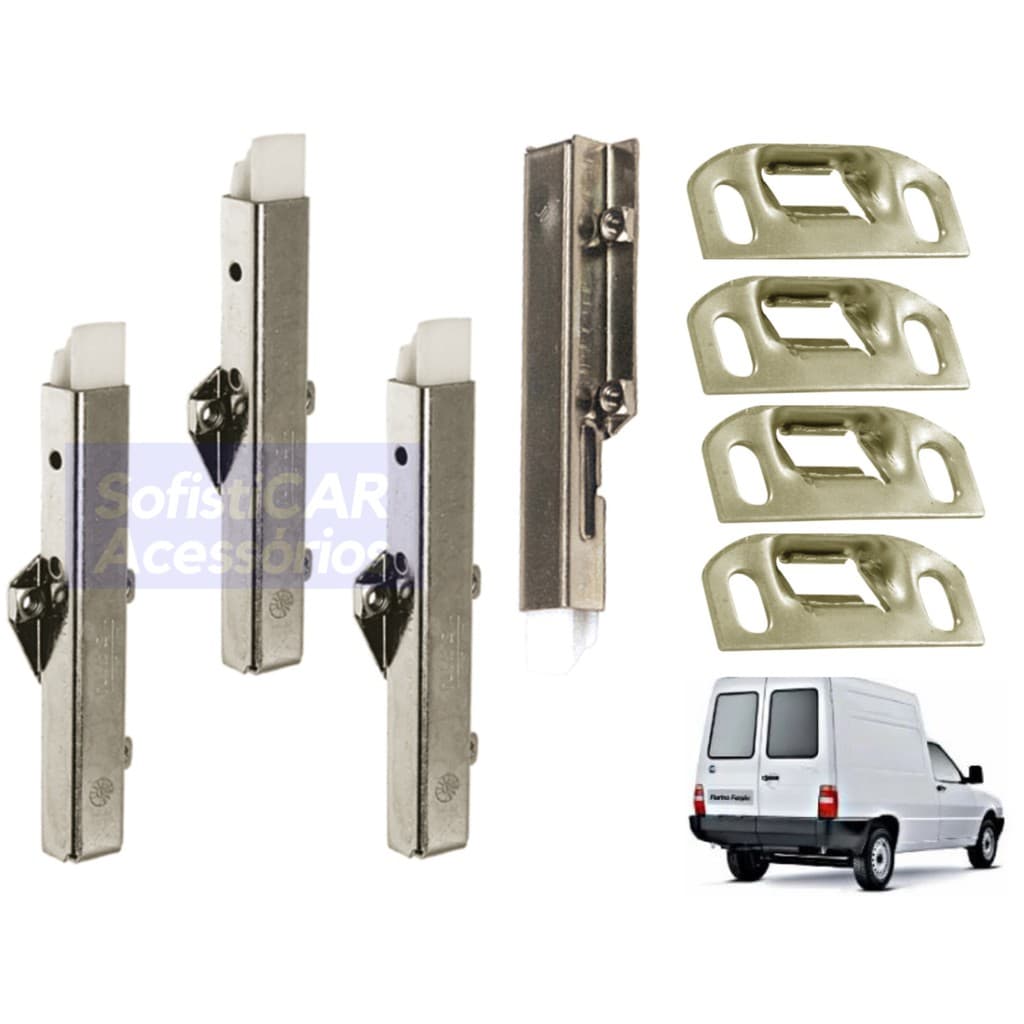Kit 8 Peças Fechadura Ferrolho Batente Para Porta Traseira Bau Furgão Fiorino G1 98 A 2013 Excelente Qualidade