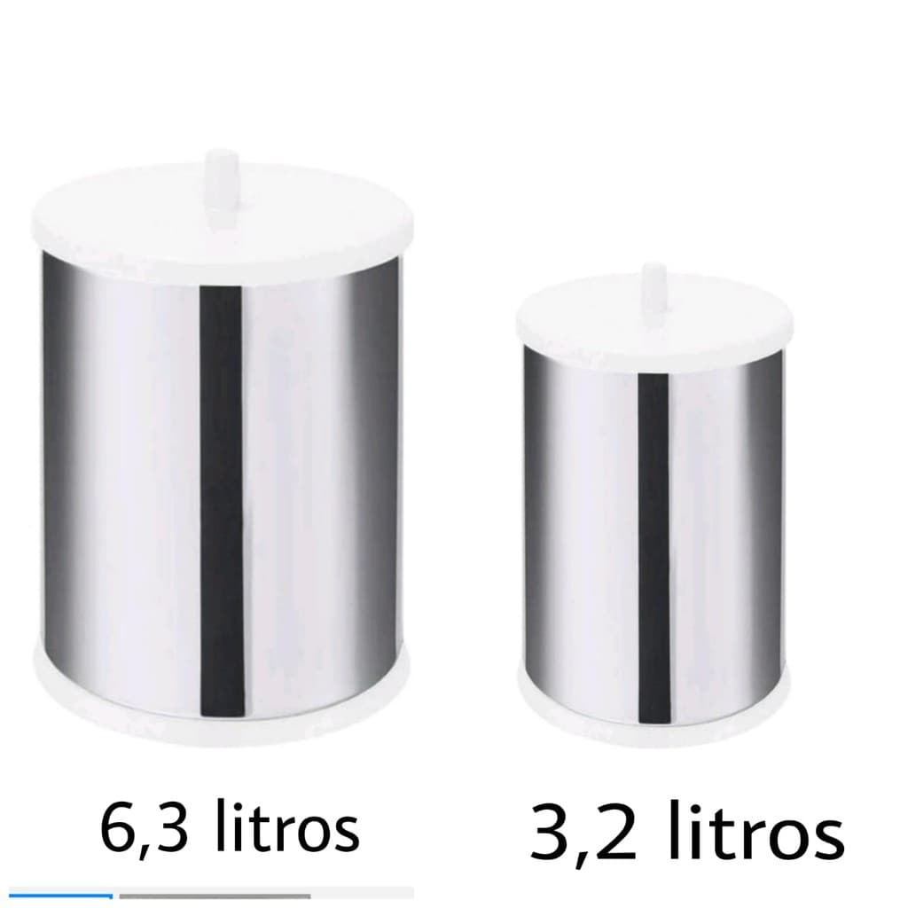 Kit lixeira 6 e 3 litros cesto inox com tampa colorida pia cozinha, banheiro, escritório, quarto