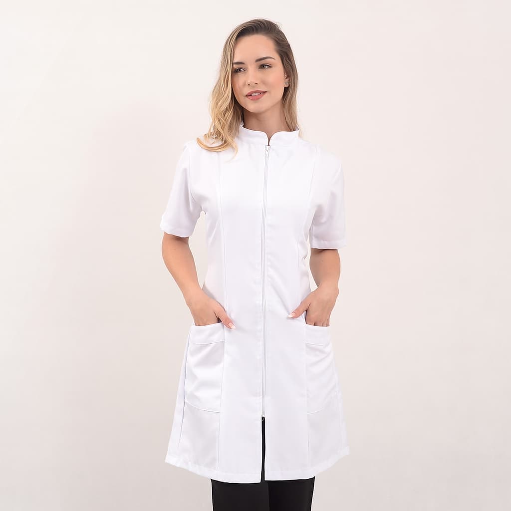 jaleco com zíper manga curta  Gabardine médica dentista enfermeira direto da fábrica
