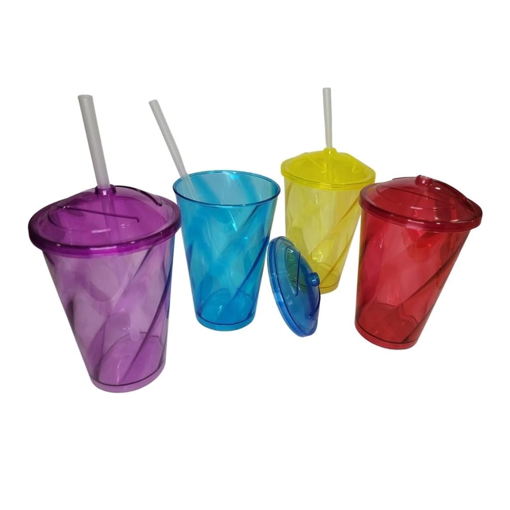 10 Copos Twister 500ml com Tampa E Canudo - Pronta Entrega