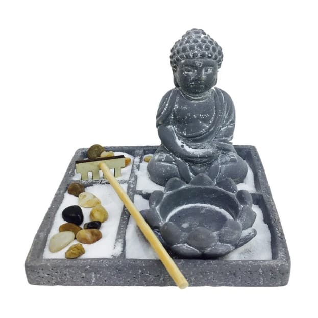 Conjunto Jardim Zen de Concreto Buddha Cinza