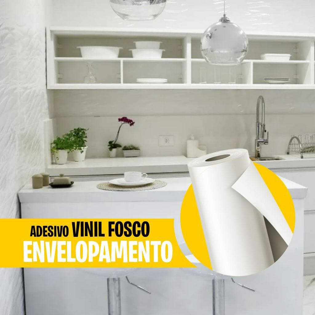 Adesivo 30 CM x 2 Metros de Envelopamento Branco Fosco