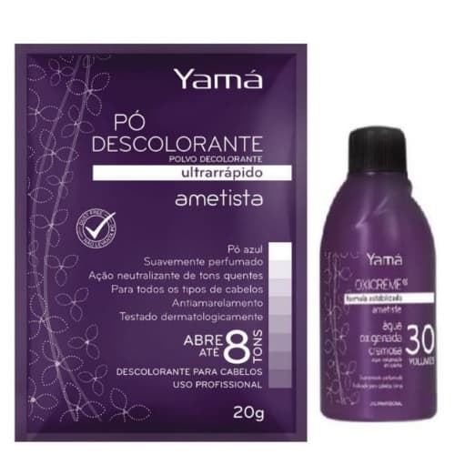 Kit Po Descolorante Ametista Yama 20g + Oxigenada Ametista 30v Yama - 100ml