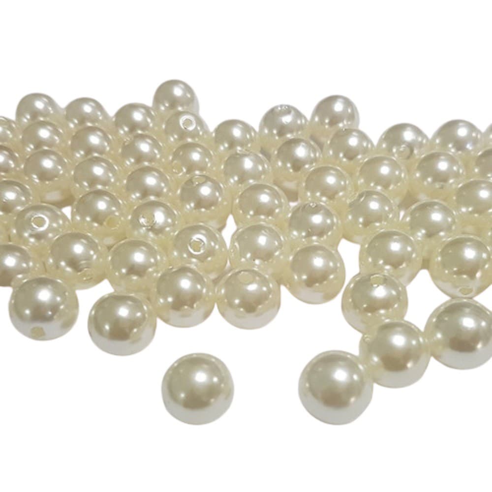 Perola inteira Abs com furo  12 mm -COR CREME - 500 gramas pacote - Artesanato