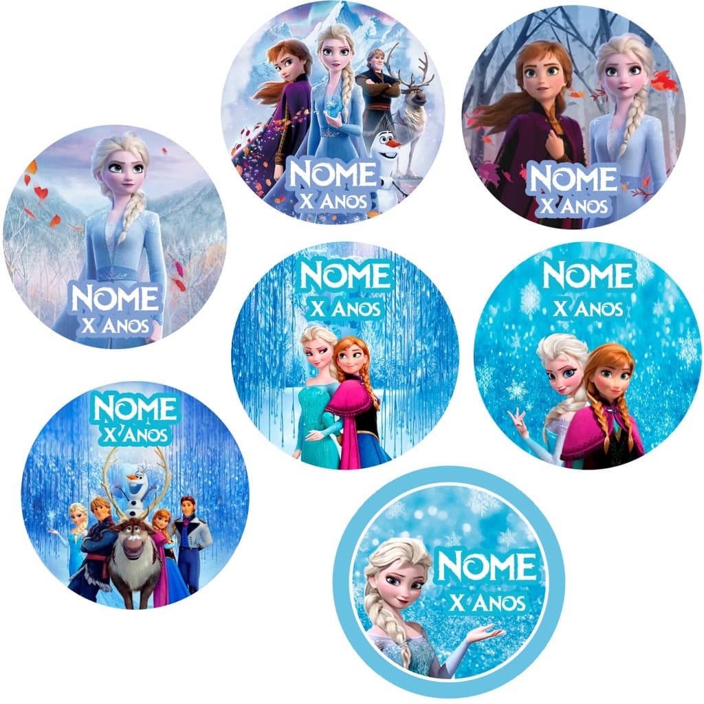 Adesivos Papel Fotográfico 3cm x 3cm Frozen Personalizado