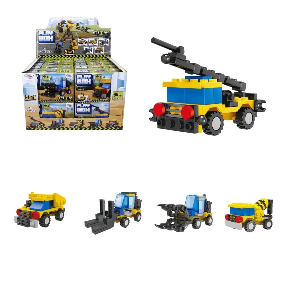 Blocos De Montar Brinquedo Infantil Caminhão,Carro,Pedagógico Criativo Play Box City Construção