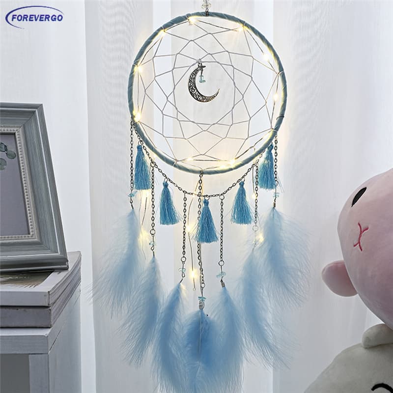 Lua Borla Artesanal Filtro Dos Sonhos Presentes Com Luz Led Dreamcatcher Pingente Criativo Oco Pendurado Na Parede