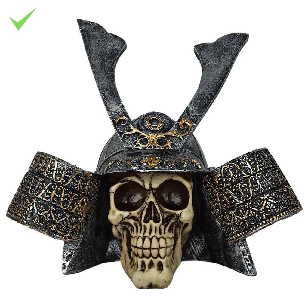 Cranio Caveira Samurai Guerreiro Estatua Halloween Em Resina