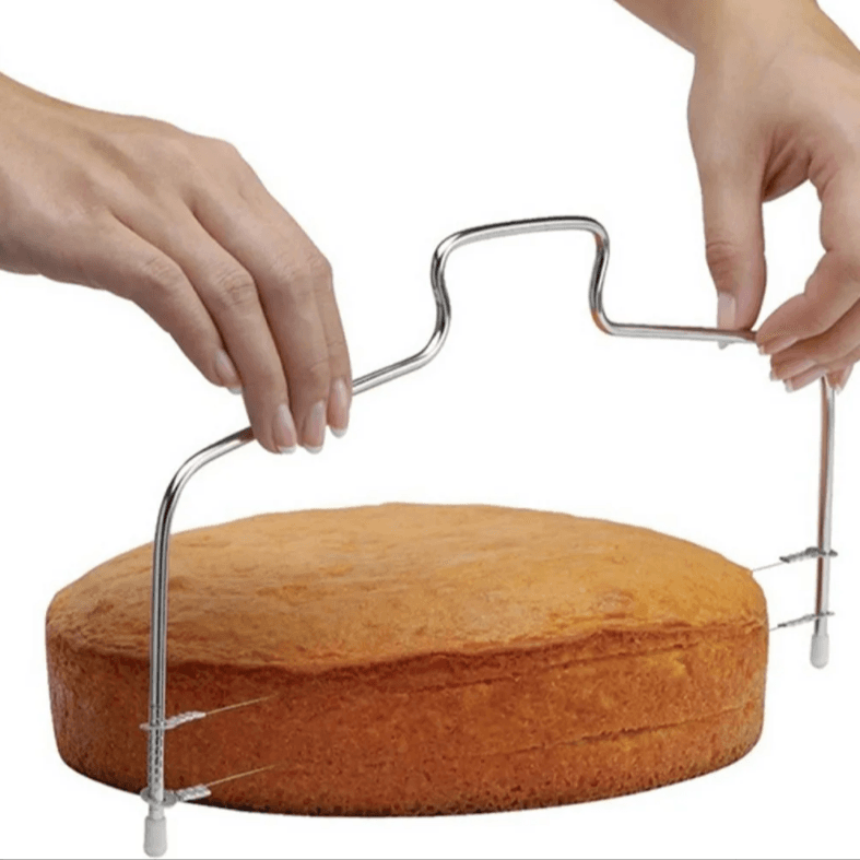 Cortador Fatiador e Nivelador De Bolos Com Fio Duplo Ajustavel em Aco Inox