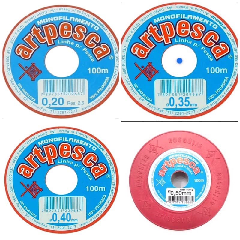 Fio de nylon ArtPesca 0,20 mm / 0,35 mm / 0,40 mm / 0,50 mm com 100 metros para bijouterias