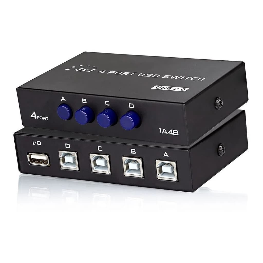 Chaveador Switch Usb Para Impressora 4 Portas 4x1 Switcher
