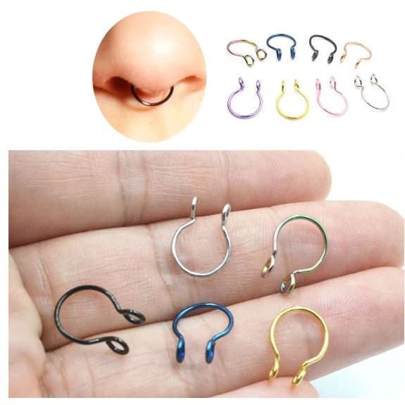 Piercing Falso para o Nariz Septo Nasal Modelo 04 - Várias Cores ~