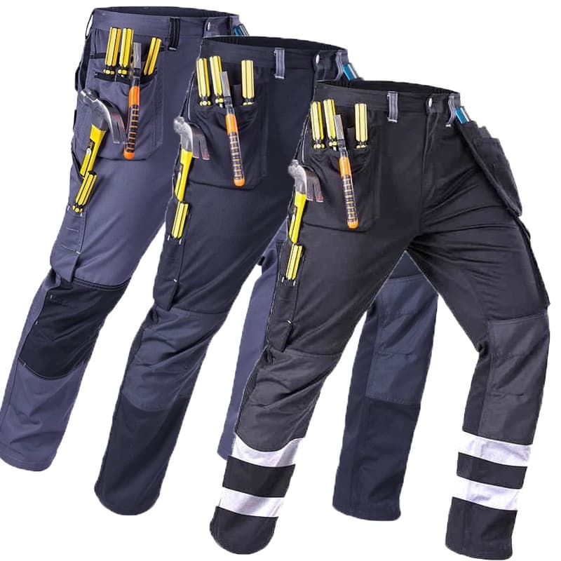 Calças De Carga Multi Bolsos Dos Homens Trabalho Casuais Moda Streetwear Hi Vis Ao Ar Livre Trabalhador Elétrico S-5XL