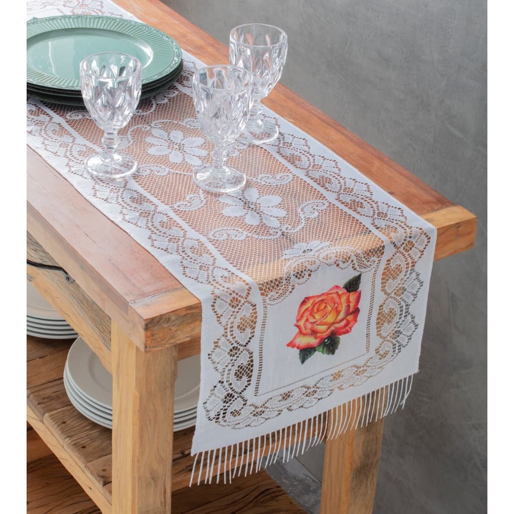 Toalha Caminho Mesa Renda Grossa  40cm x 1,47 cm Decoração Casa Cozinha.