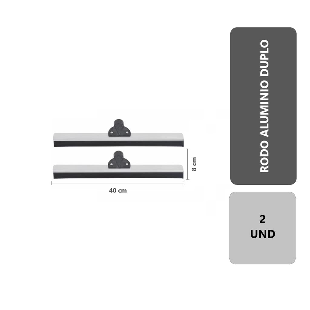 2 Rodos Alumínio Duplo 40cm EVA Flexível Sem Cabo Limpa Piso Porcelanato Banheiro Cozinha Multiuso