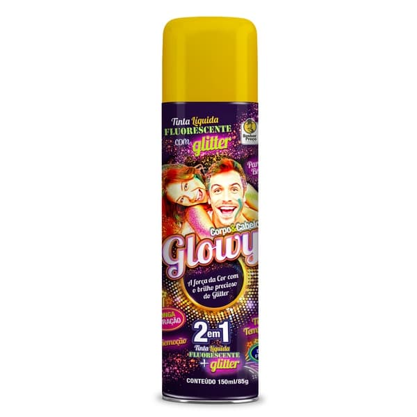 GLOWY TINTA GLITTER FLUORESCENTE AMARELO OURO