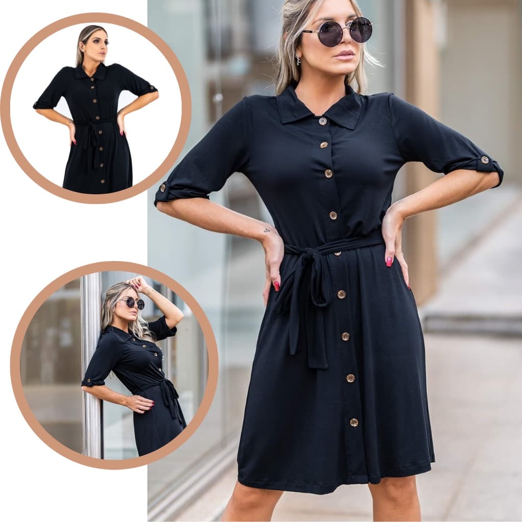 Vestido Chamise Camisão Midi Moda Evangélica Básico Social Moda Feminina