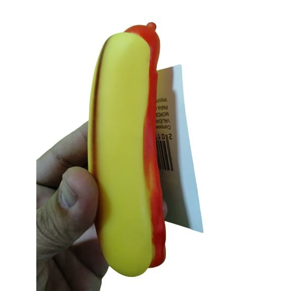 Cachorro Quente Brinquedo Pet Borracha 13cm Mordedor Hot Dog com Apito Sonoro Para Cachorro Cão