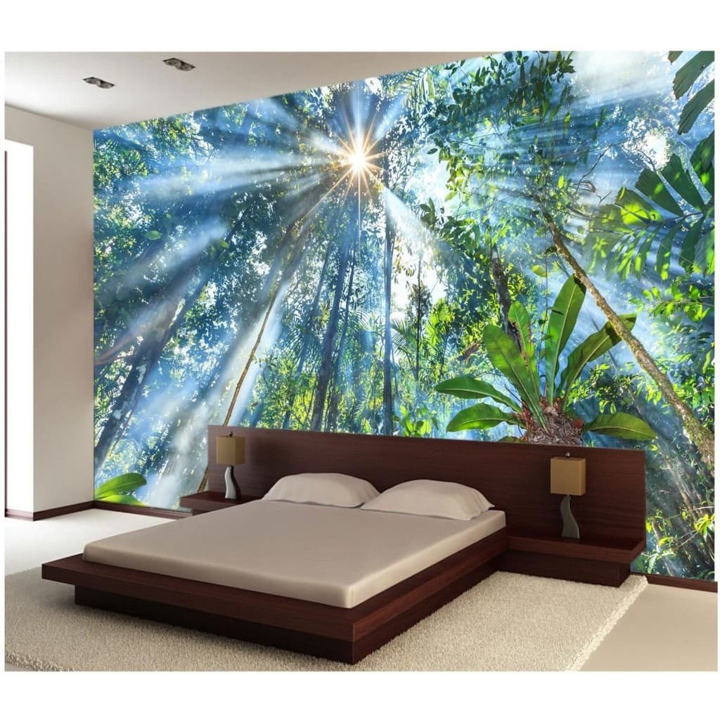 Papel Parede Lavável Natureza Arvore Floresta Novo Efeito 3d