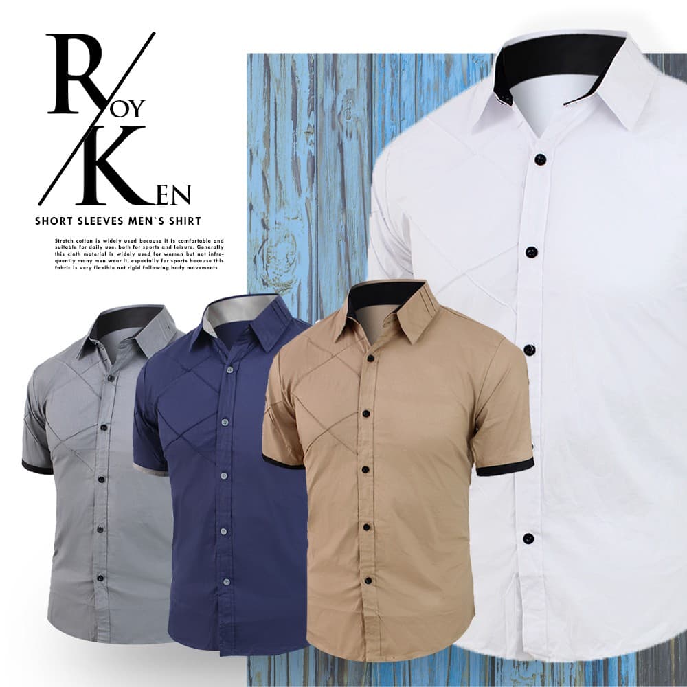 KEMEJA ROYKEEN Camisa CASUAL De Manga Curta Para Homens POPULAR Por Atacado