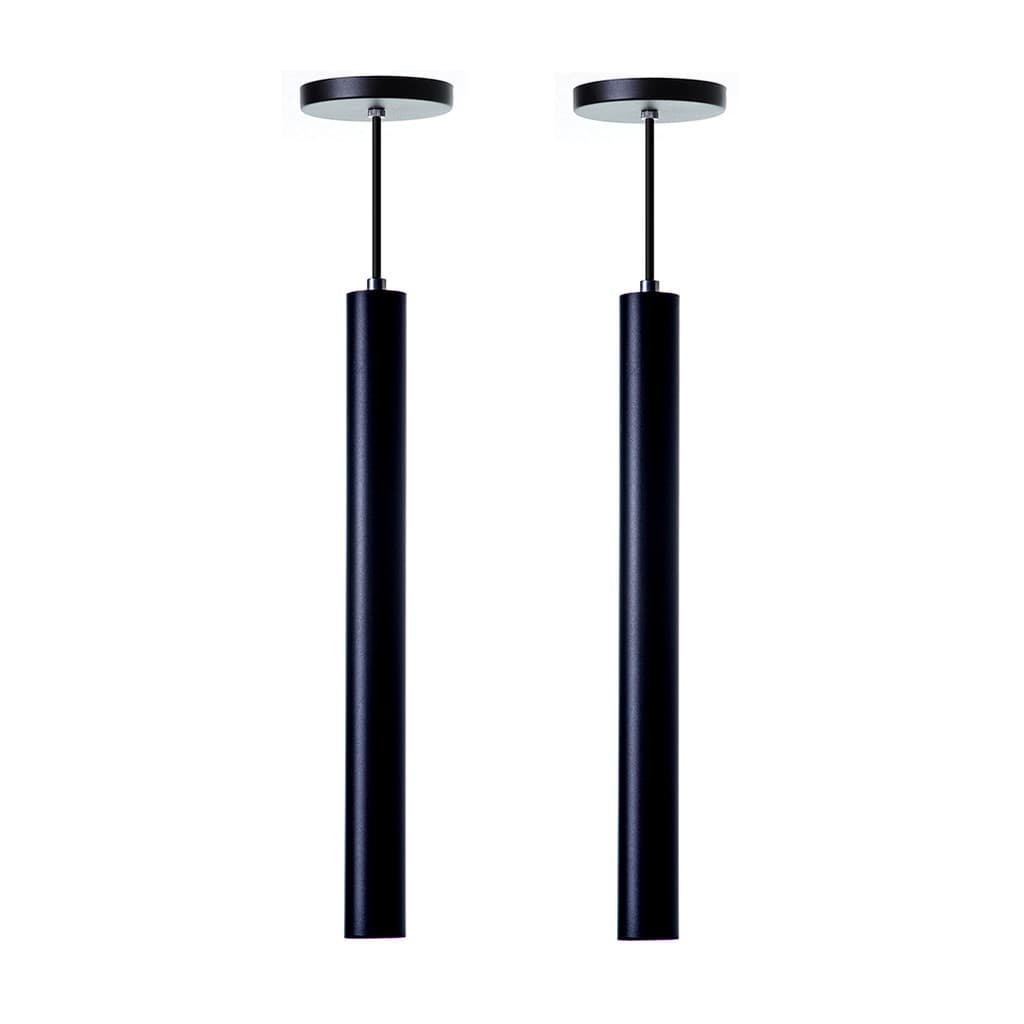 Kit 2 Luminarias Pendentes Tubo Cilindro Alumínio 30cm Decor